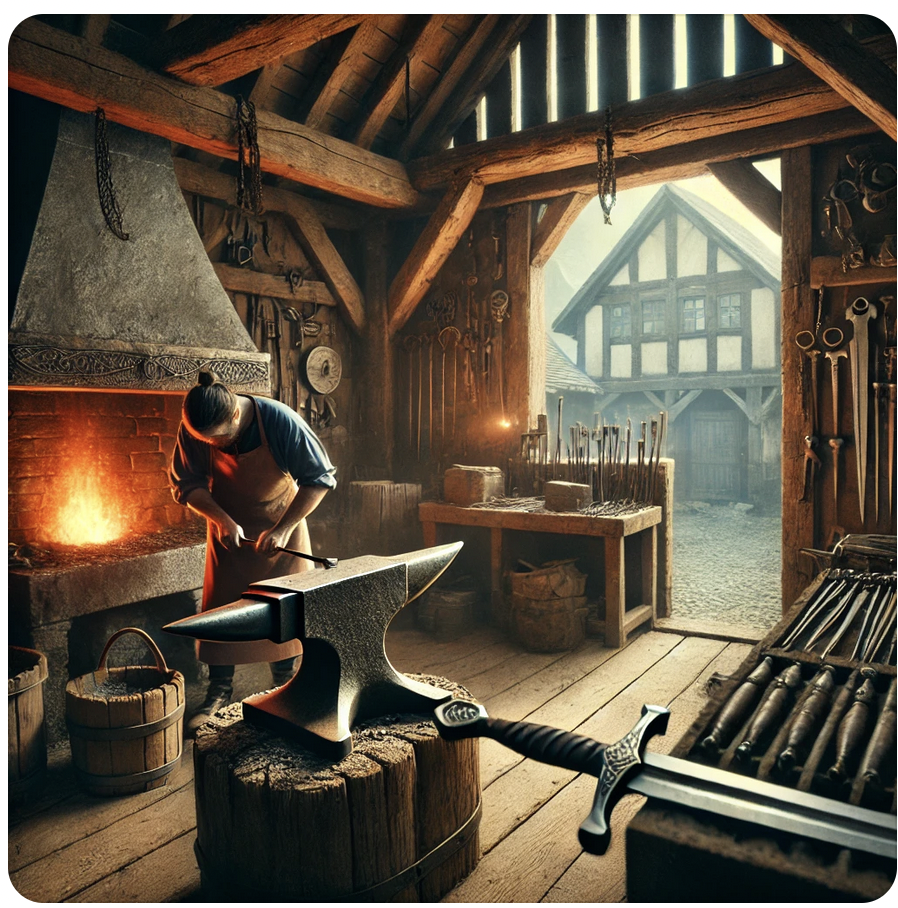 鍛冶屋で剣を手に入れる勇者